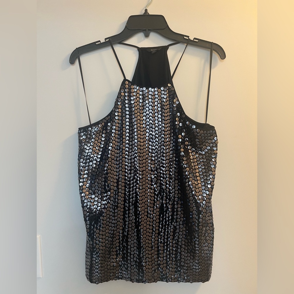 Guess Black and Silver Sequin Camisole